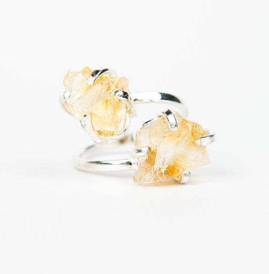 Каблучка з цитрином з посрібленням onesize Ct-25