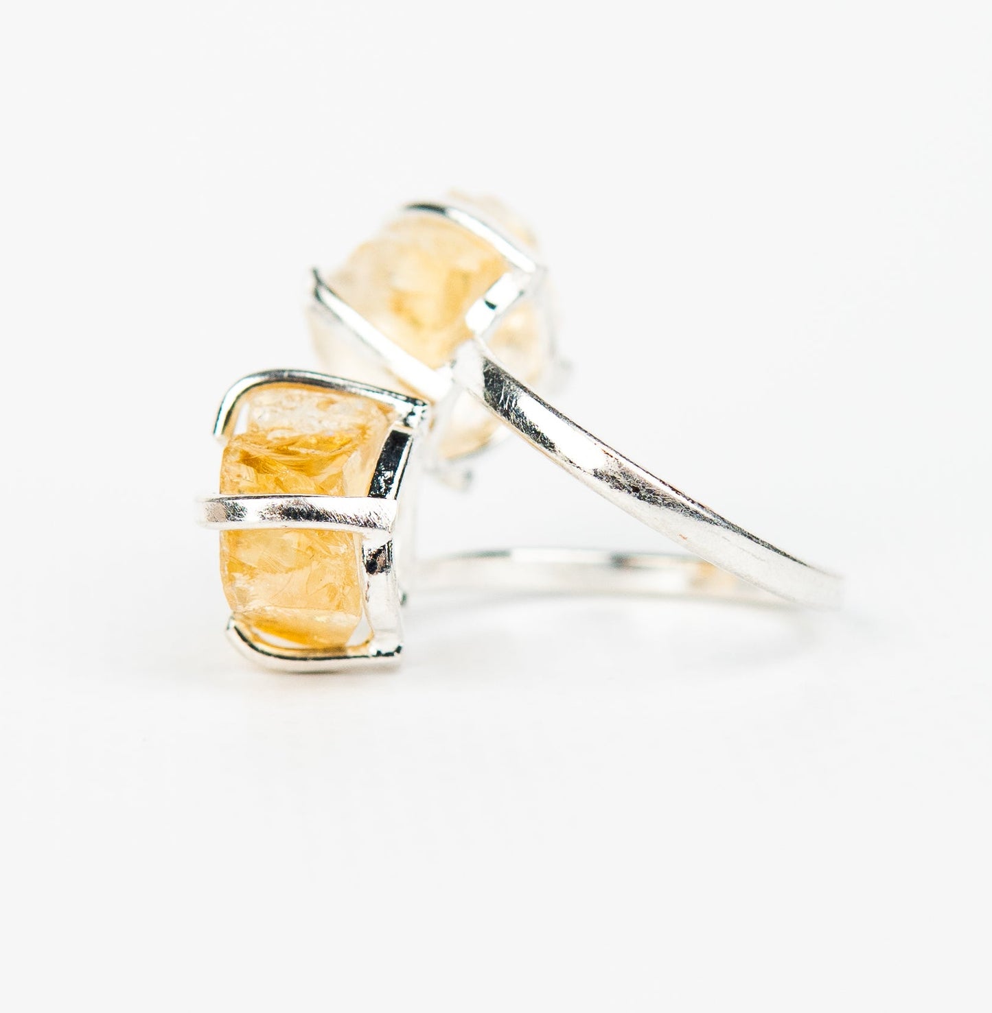 Каблучка з цитрином з посрібленням onesize Ct-25