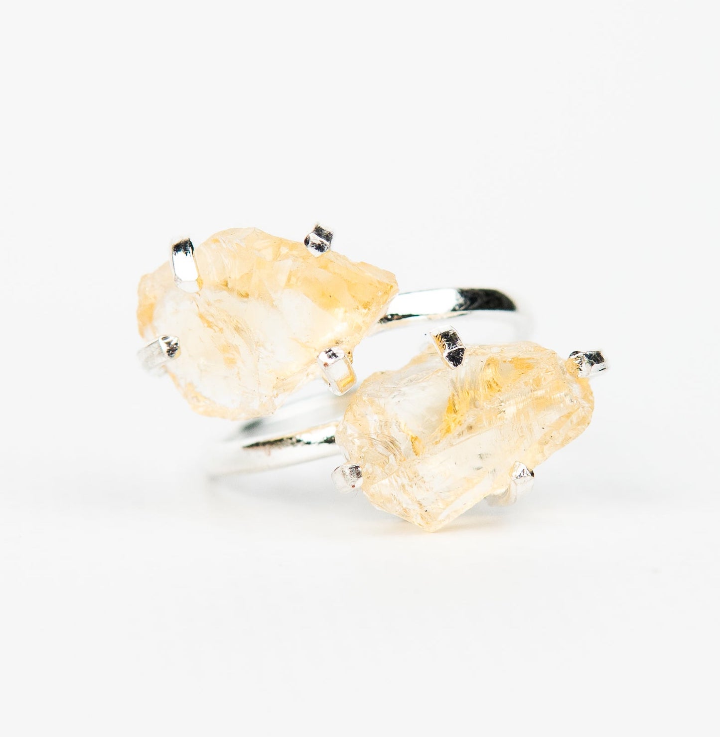 Каблучка з цитрином з посрібленням onesize Ct-26