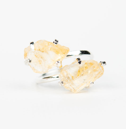 Каблучка з цитрином з посрібленням onesize Ct-26