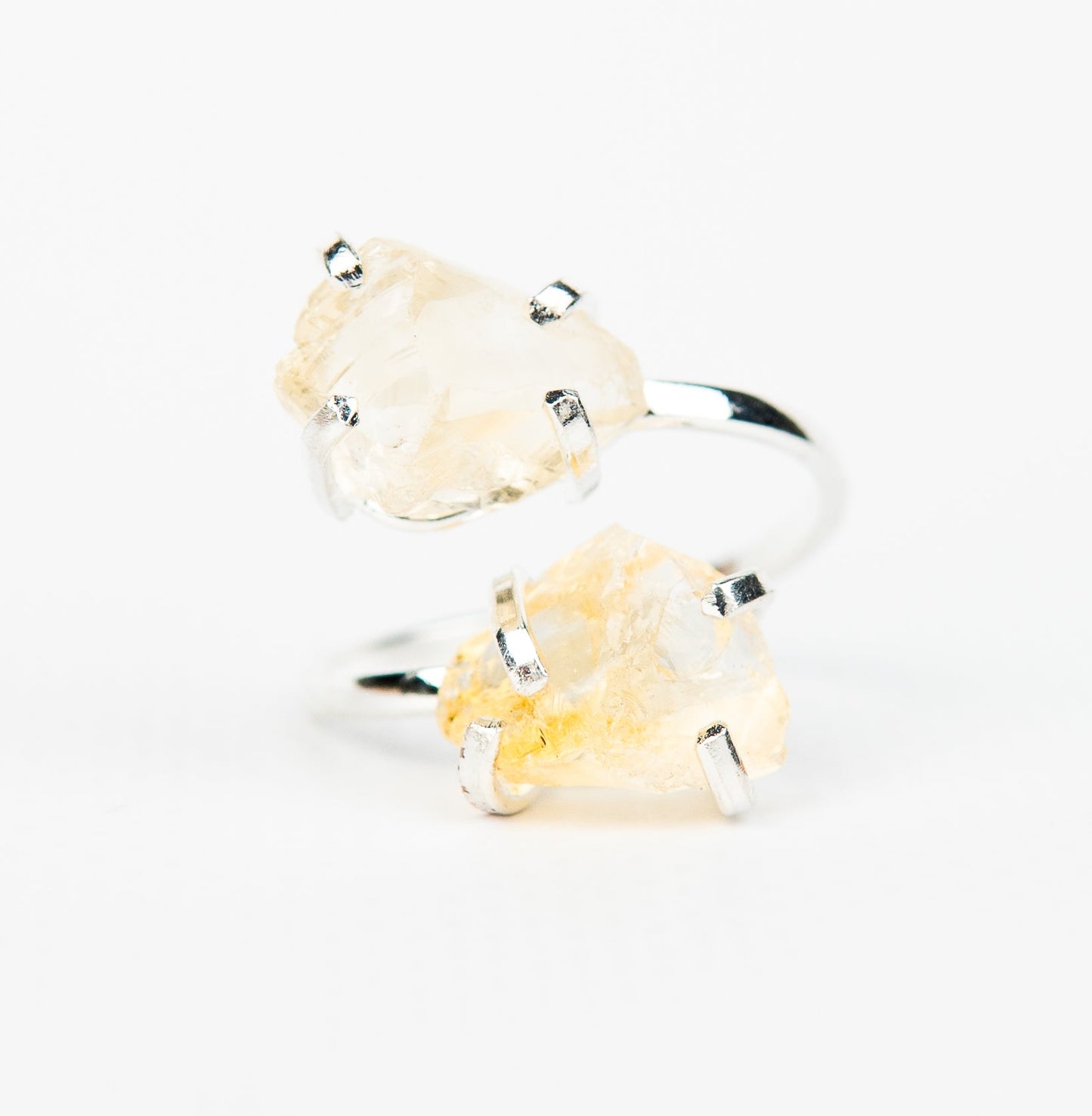 Каблучка з цитрином з посрібленням onesize Ct-28