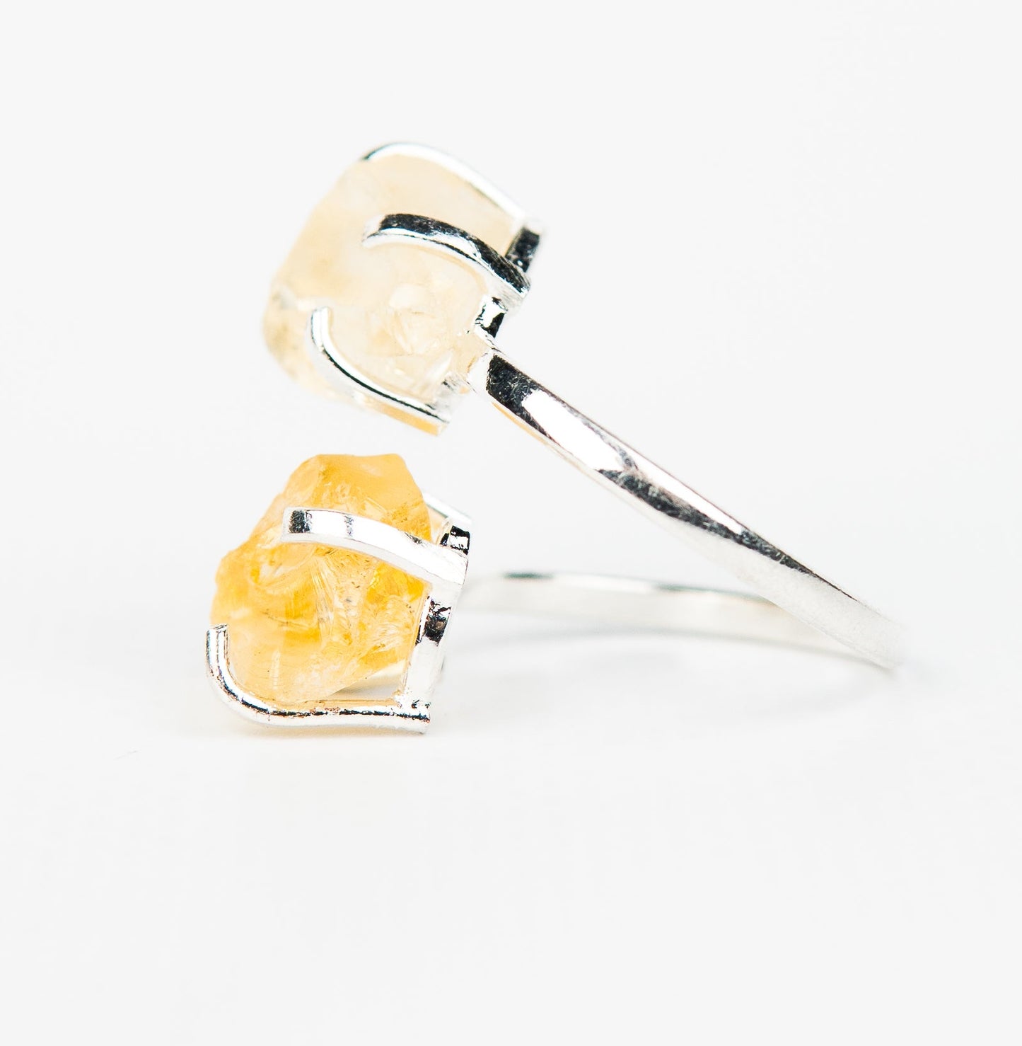 Каблучка з цитрином з посрібленням onesize Ct-28