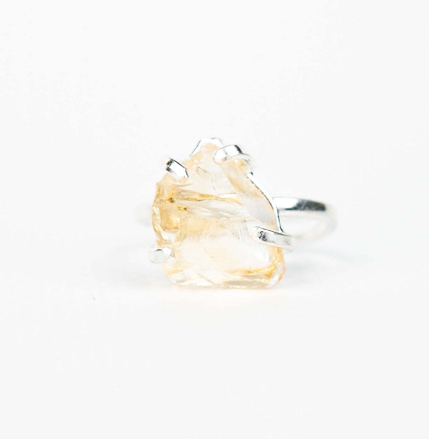 Каблучка з цитрином з посрібленням onesize Ct-29