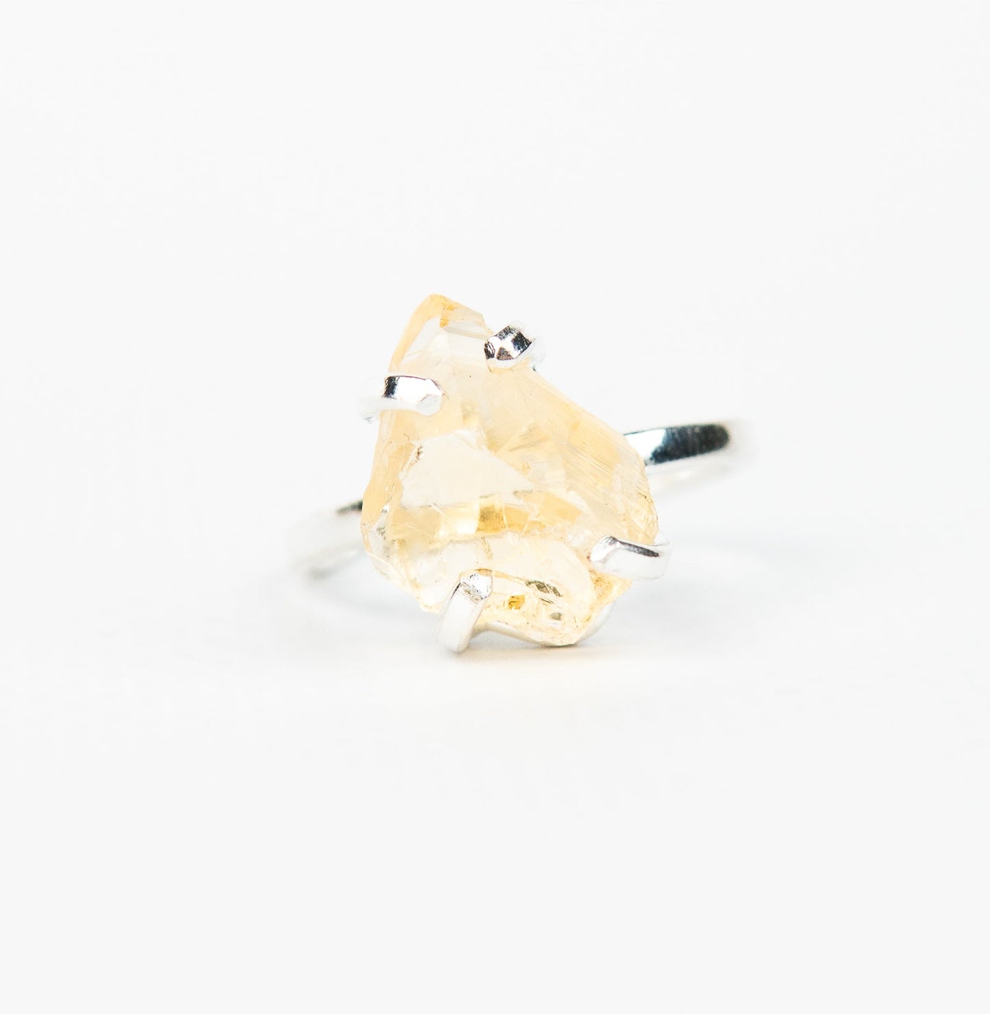 Каблучка з цитрином з посрібленням onesize Ct-31