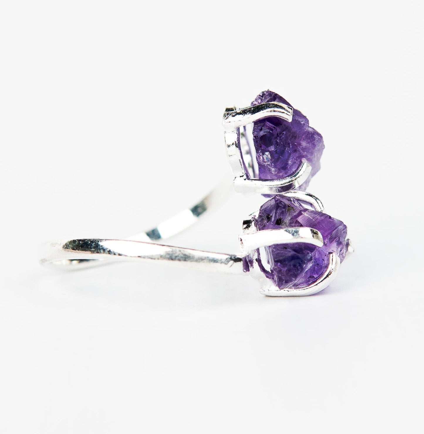 Каблучка з темним аметистом з посрібленням onesize Da-222