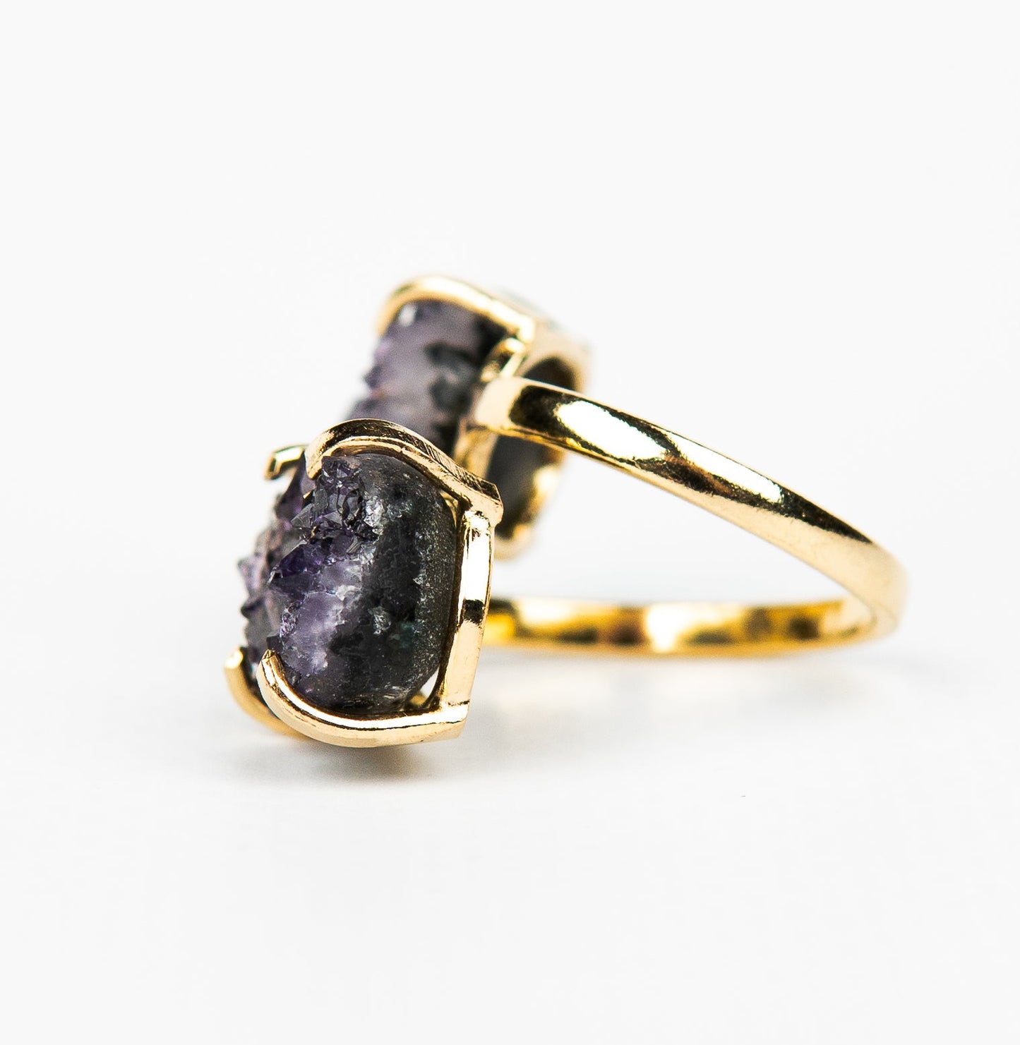 Каблучка з темним аметистом з позолотою onesize Da-222