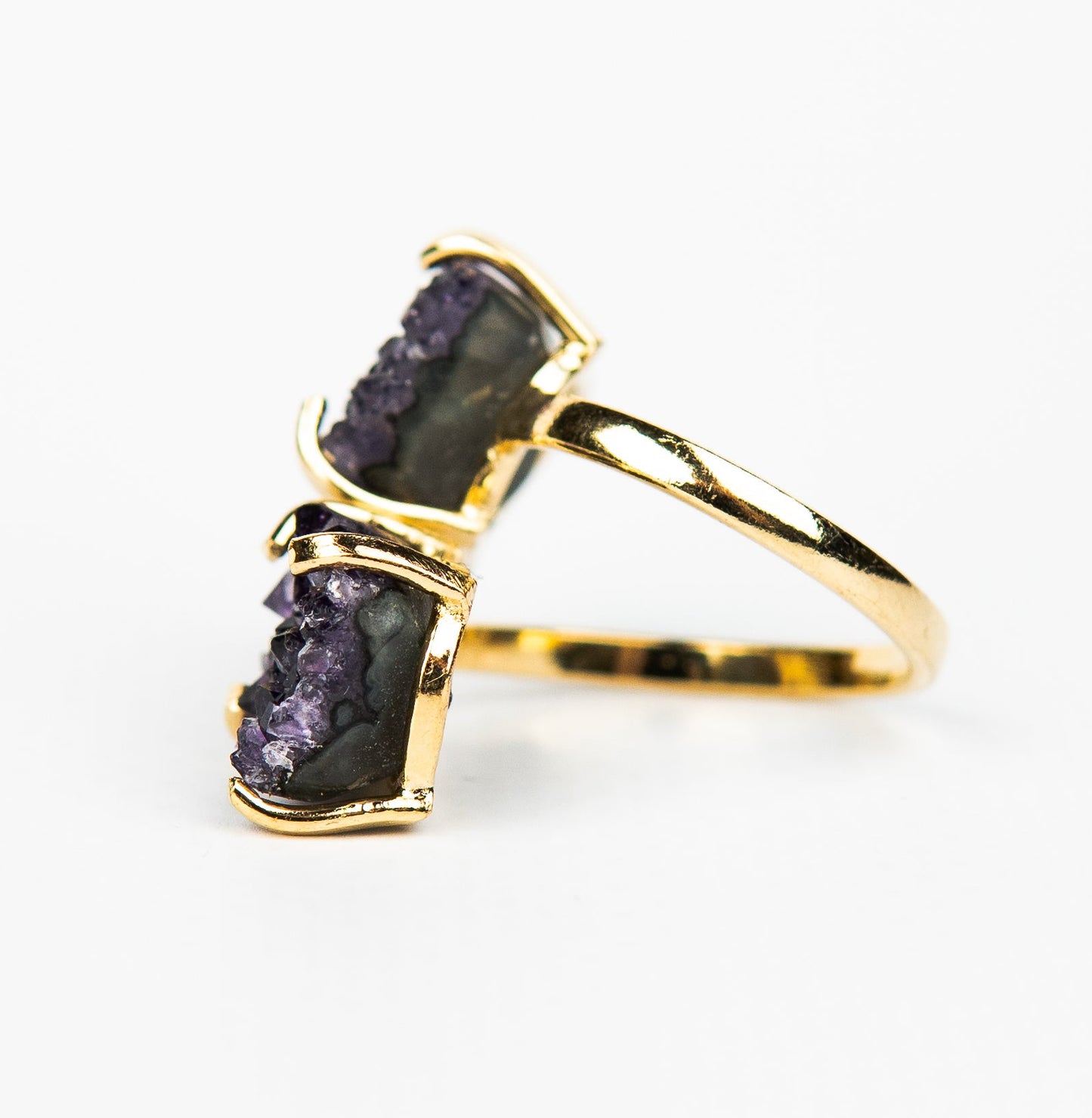 Каблучка з темним аметистом з позолотою onesize Da-223