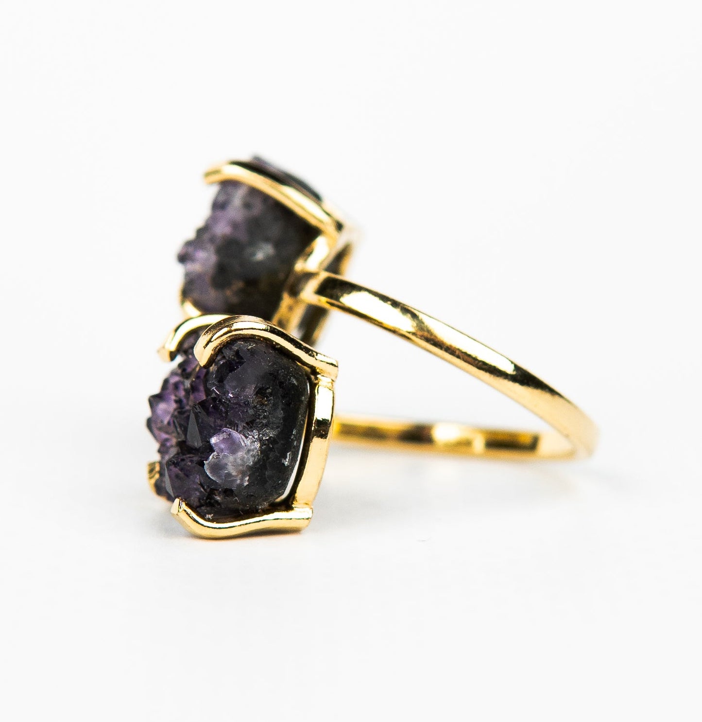 Каблучка з темним аметистом з позолотою onesize Da-224