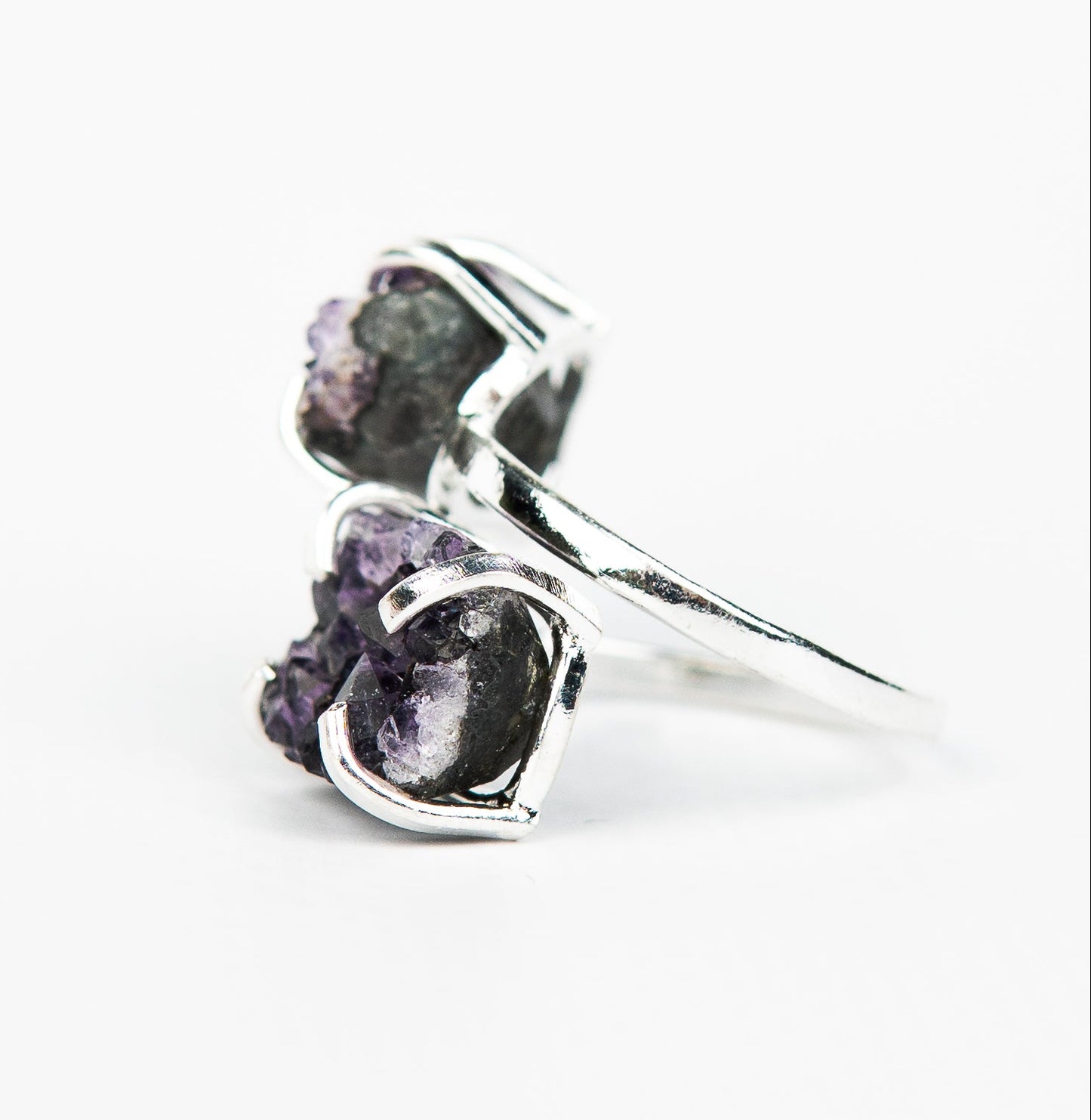 Кольцо с темным аметистом с посеребрением onesize Da-231