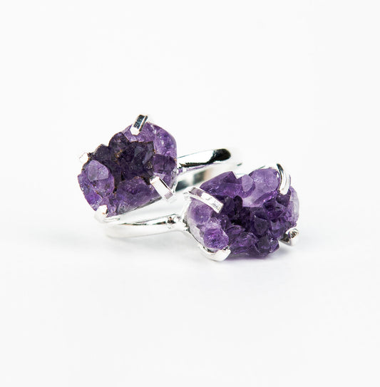 Кольцо с темным аметистом с посеребрением onesize Da-234