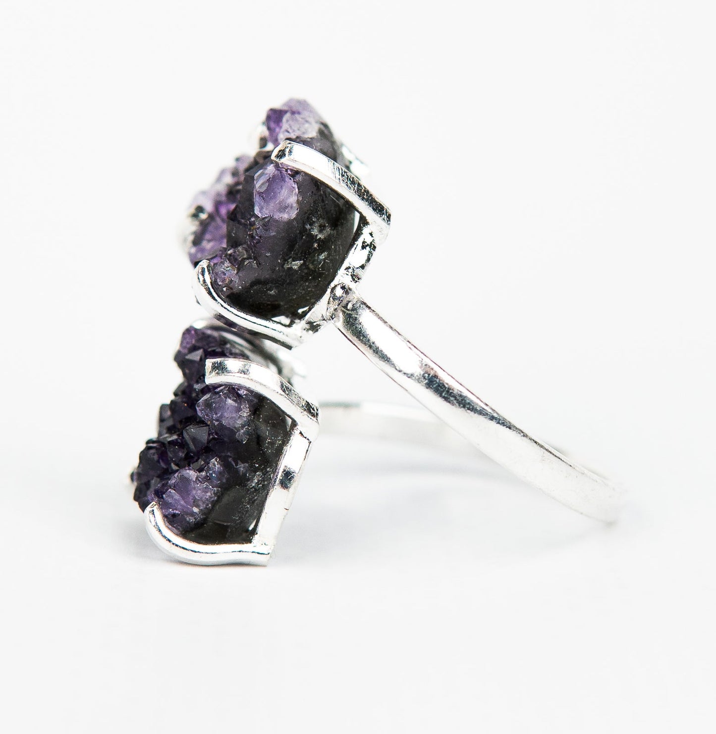 Кольцо с темным аметистом с посеребрением onesize Da-238