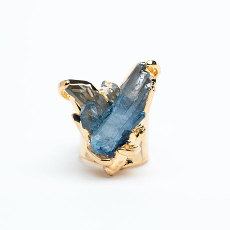 Каблучка з Блакитним кришталем з позолотою каф onesize Crbl-13