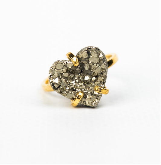 Каблучка з піритом з позолотою onesize Py-98