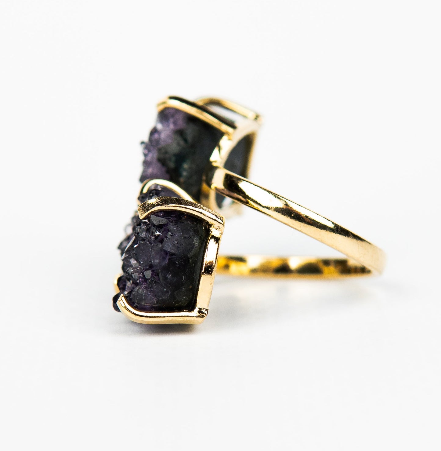 Каблучка з темним аметистом з позолотою onesize Da-229