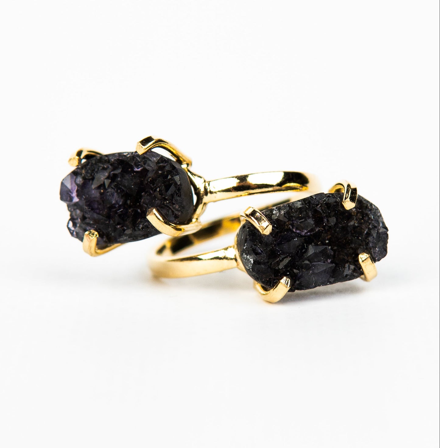 Каблучка з темним аметистом з позолотою onesize Da-231