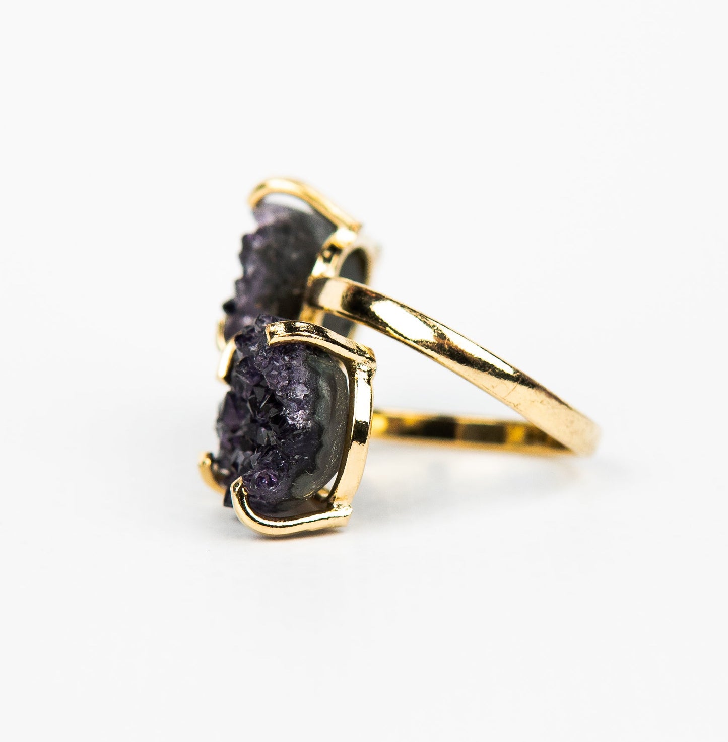 Каблучка з темним аметистом з позолотою onesize Da-233