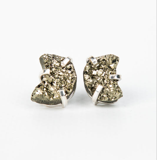 Серьги с пиритом с посеребрением onesize Py-4