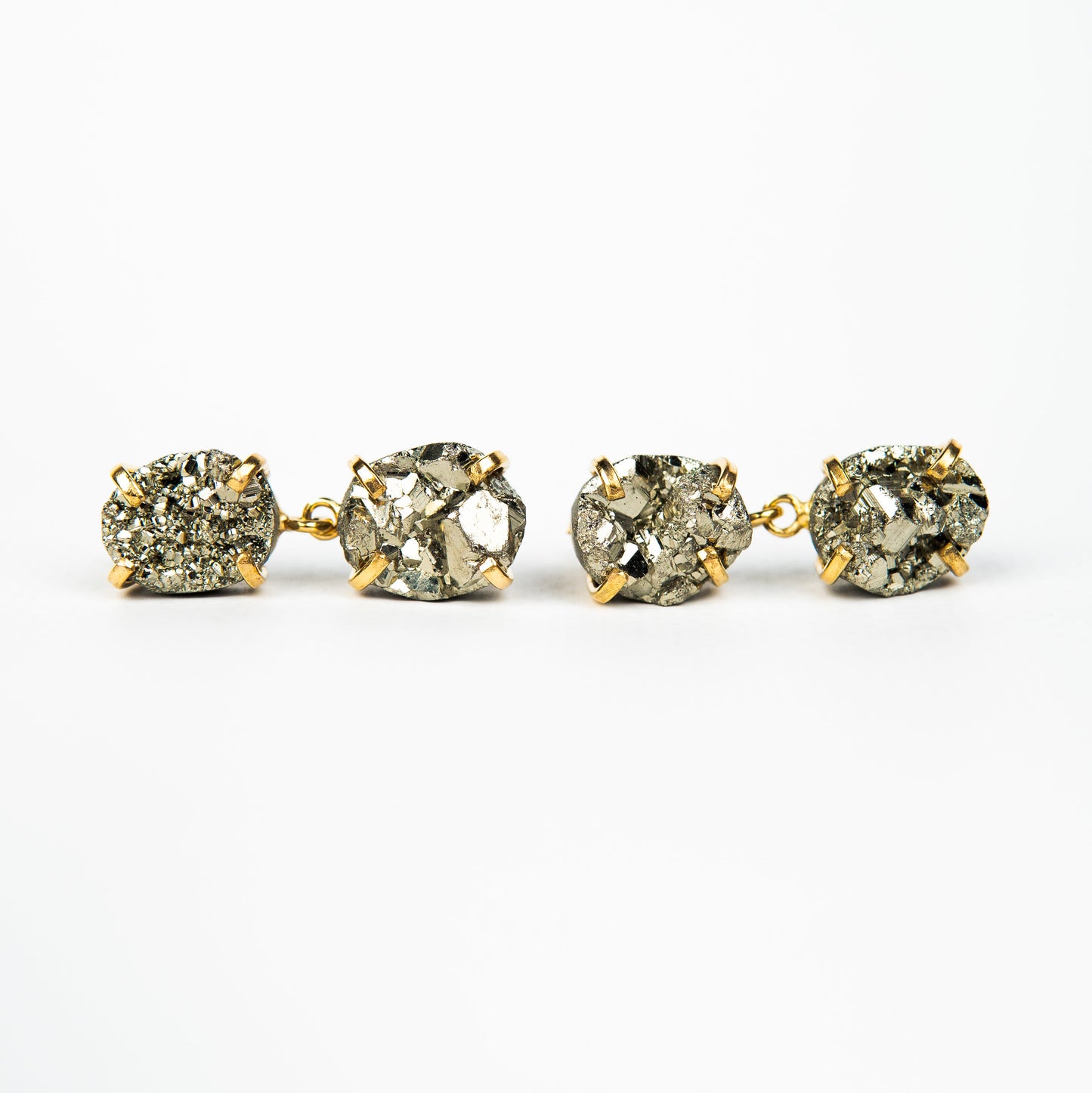 Сережки з піритом з позолотою onesize Py-196