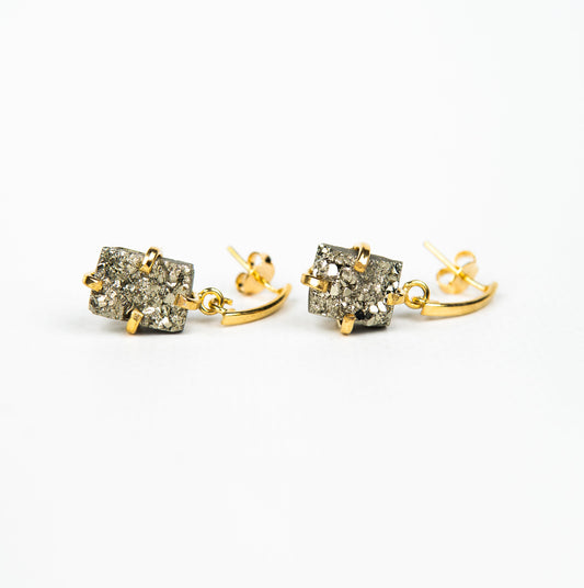 Сережки з піритом з позолотою onesize Py-212