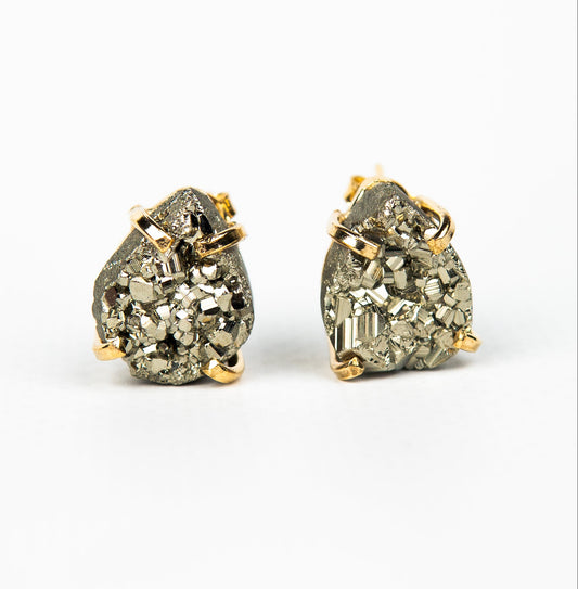 Серьги с пиритом с позолотой onesize Py-203