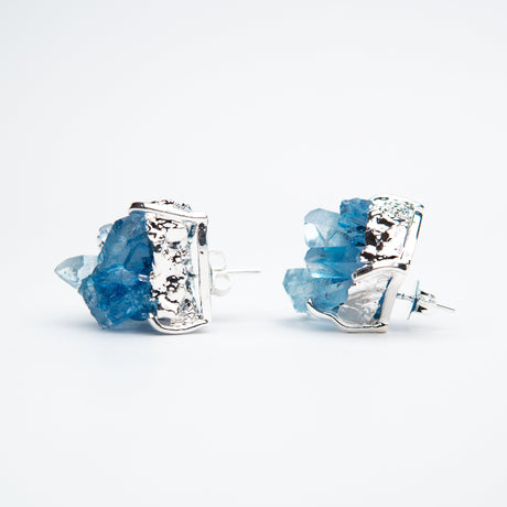 Сережки з Блакитним кришталем з посрібленням onesize-8