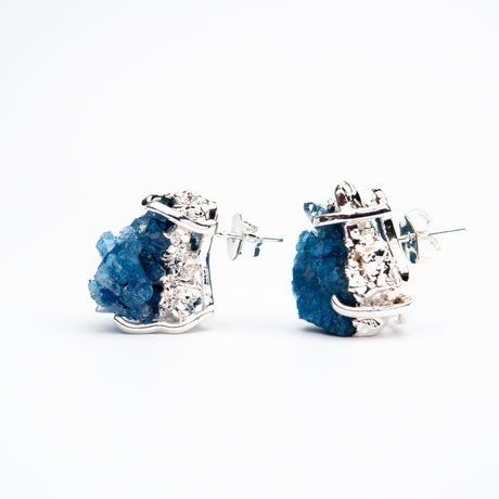 Сережки з Блакитним кришталем з посрібленням onesize-9