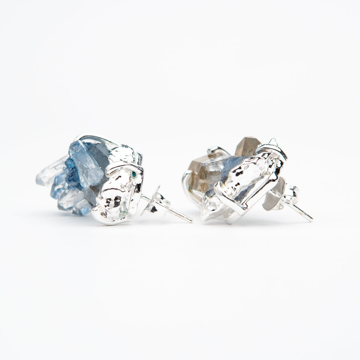 Сережки з Блакитним кришталем з посрібленням onesize-16