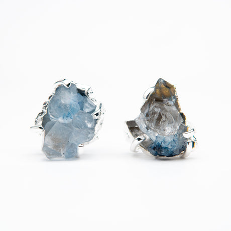 Сережки з Блакитним кришталем з посрібленням onesize-18