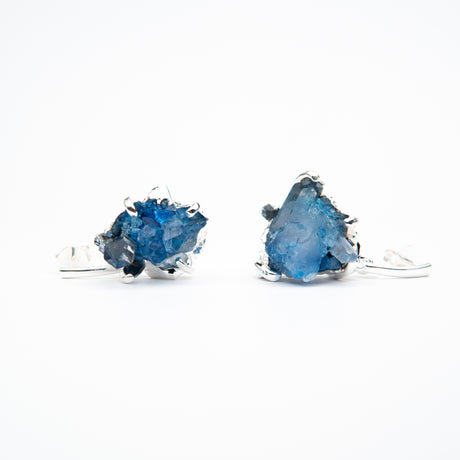 Сережки з Блакитним кришталем з посрібленням висячі onesize-8