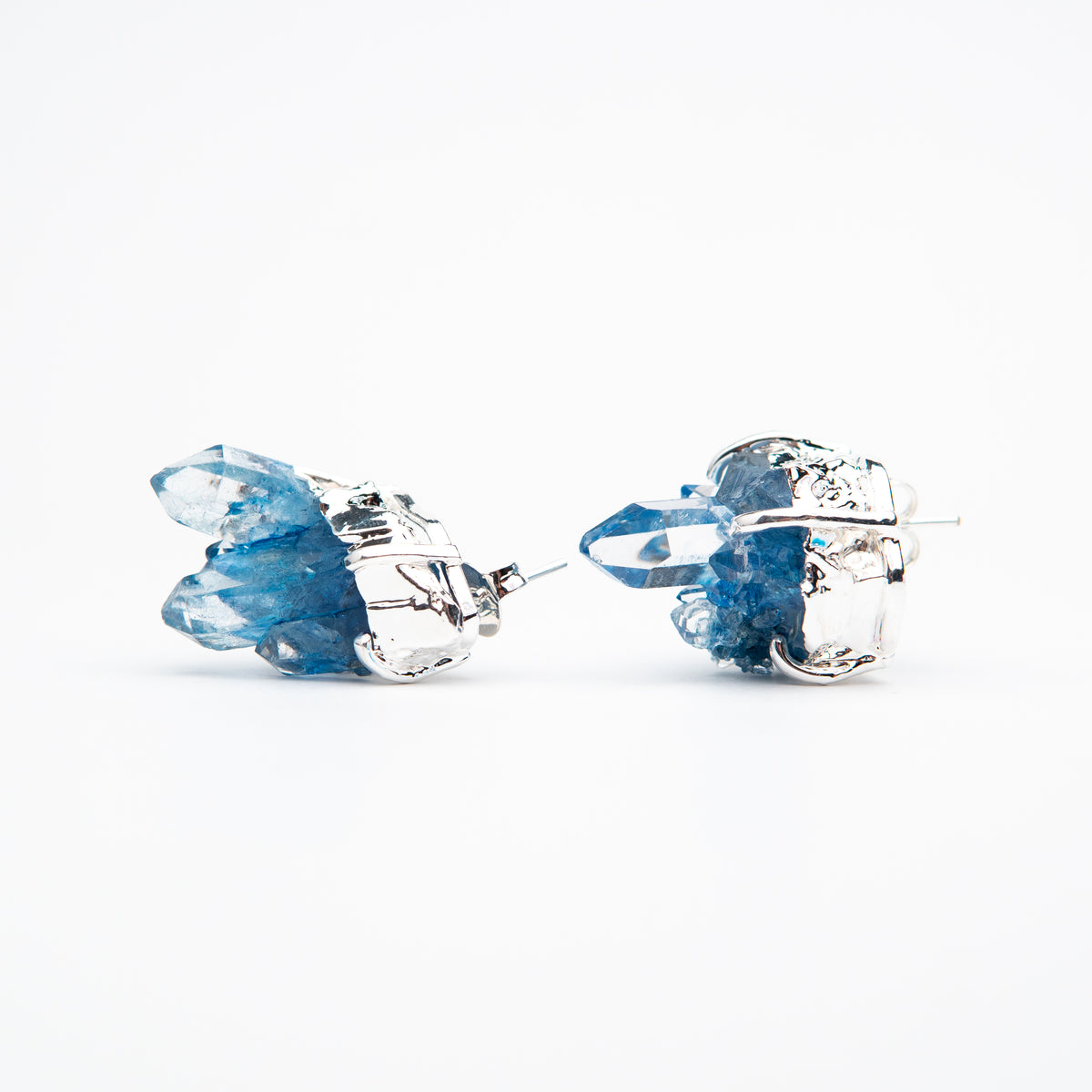 Сережки з Блакитним кришталем з посрібленням onesize-21