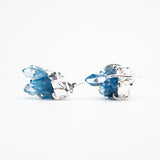 Сережки з Блакитним кришталем з посрібленням onesize-21