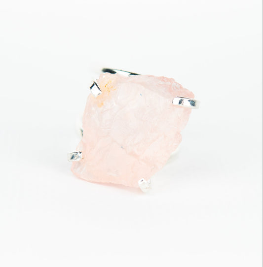 Каблучка з рожевим кварцом з посрібленням onesize Rq-21