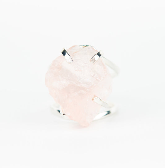 Каблучка з рожевим кварцом з посрібленням onesize Rq-24