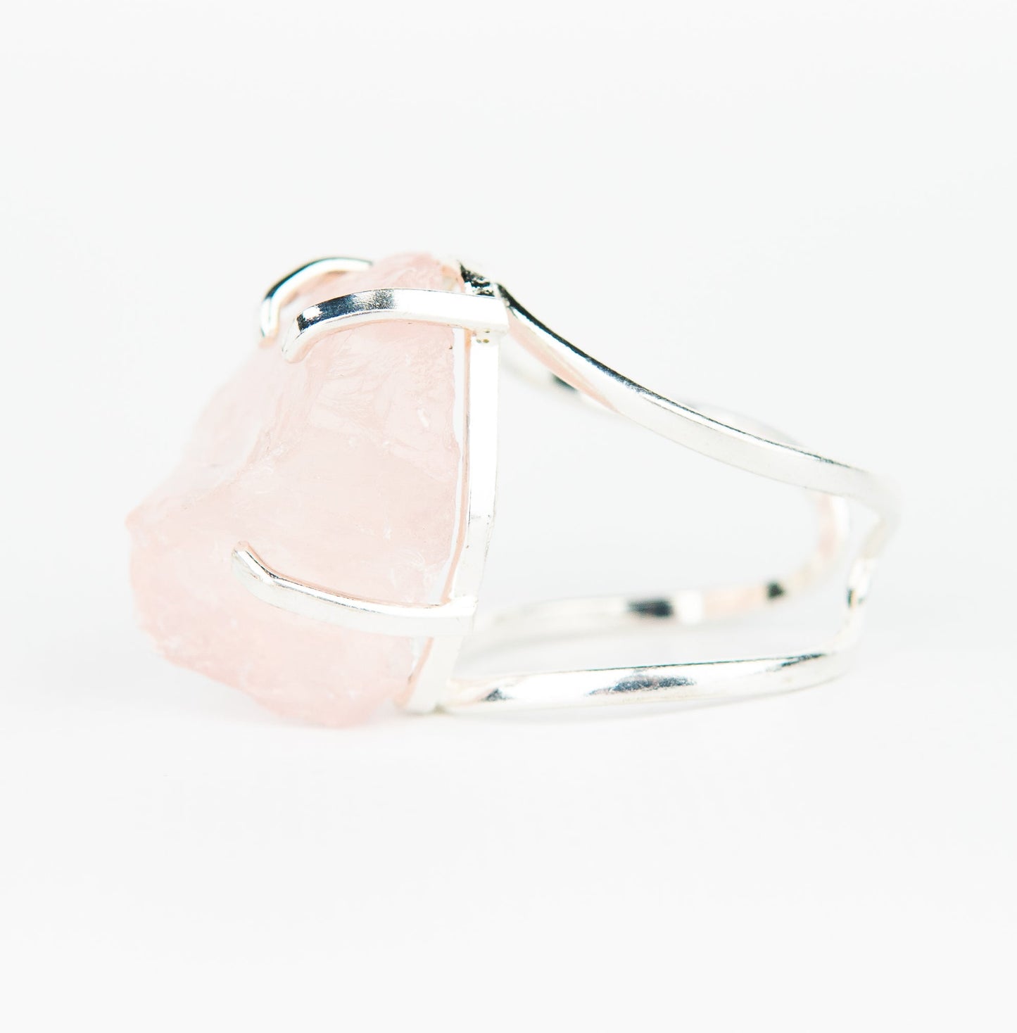 Каблучка з рожевим кварцом з посрібленням onesize Rq-24