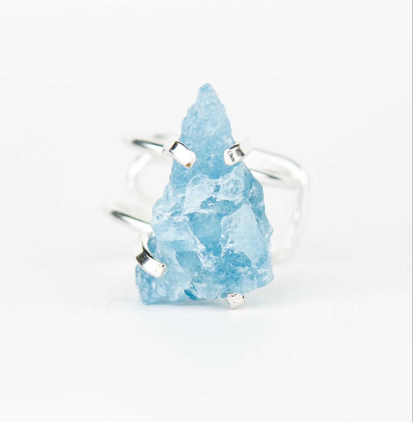 Каблучка з Аквамарина з посрібленням onesize Aq-172