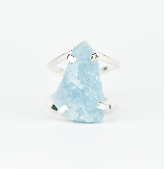 Каблучка з Аквамарина з посрібленням onesize Aq-173