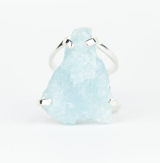 Каблучка з Аквамарина з посрібленням onesize Aq-174