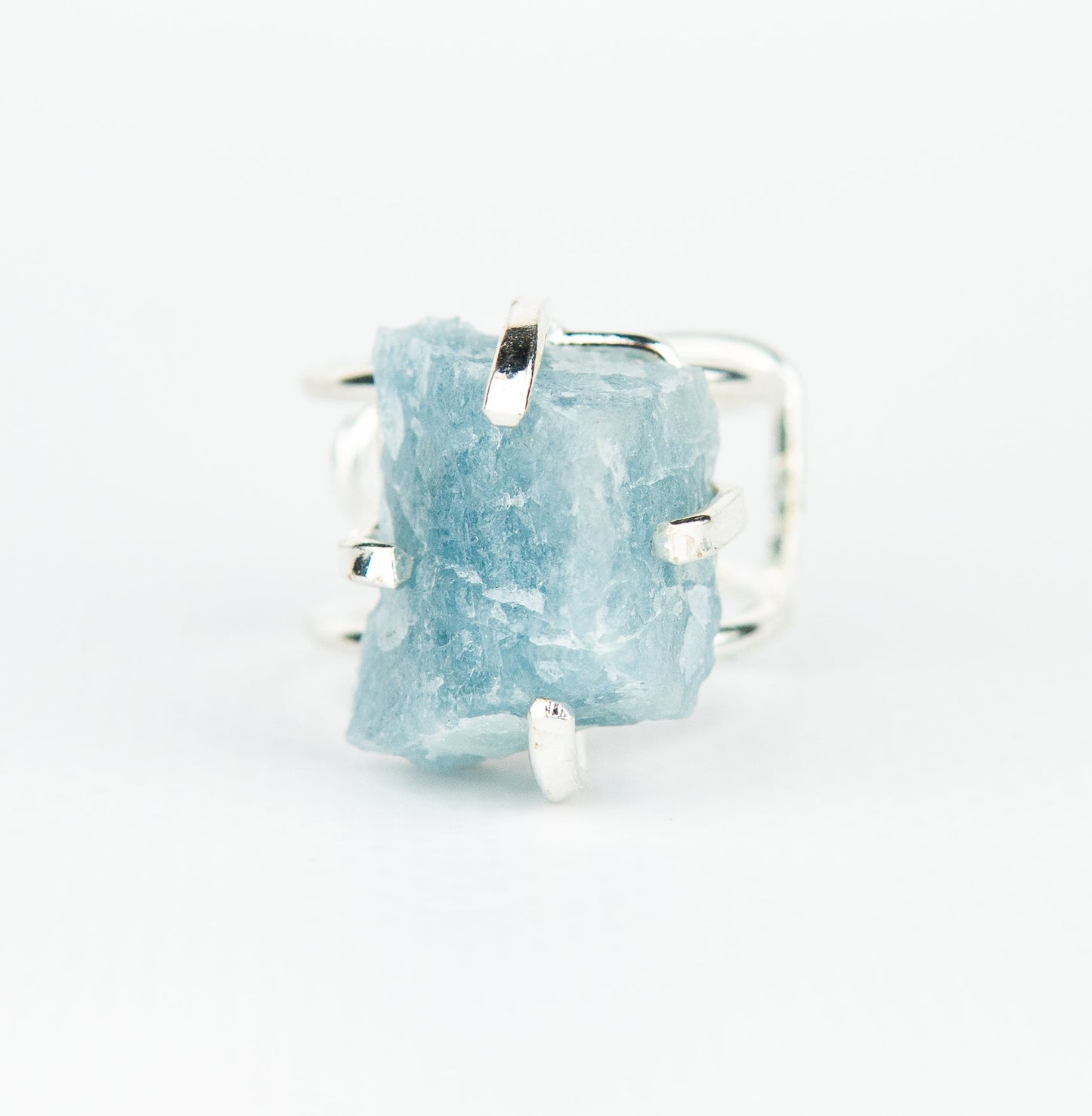 Каблучка з Аквамарина з посрібленням onesize Aq-176