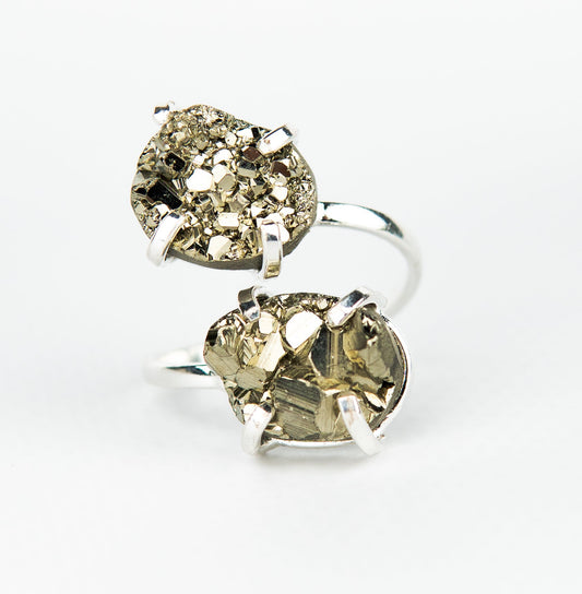Каблучка з піритом з посрібленням onesize Py-110