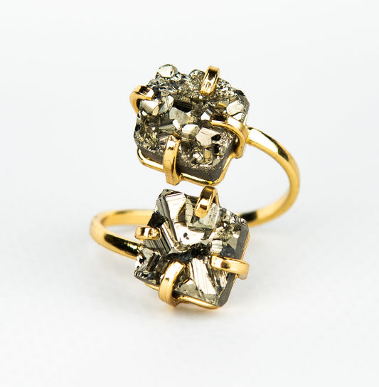 Каблучка з піритом з позолотою onesize Py-119