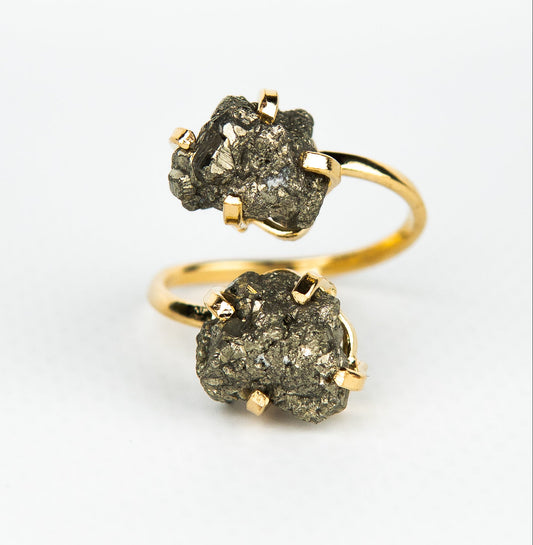 Каблучка з піритом з позолотою onesize Py-120