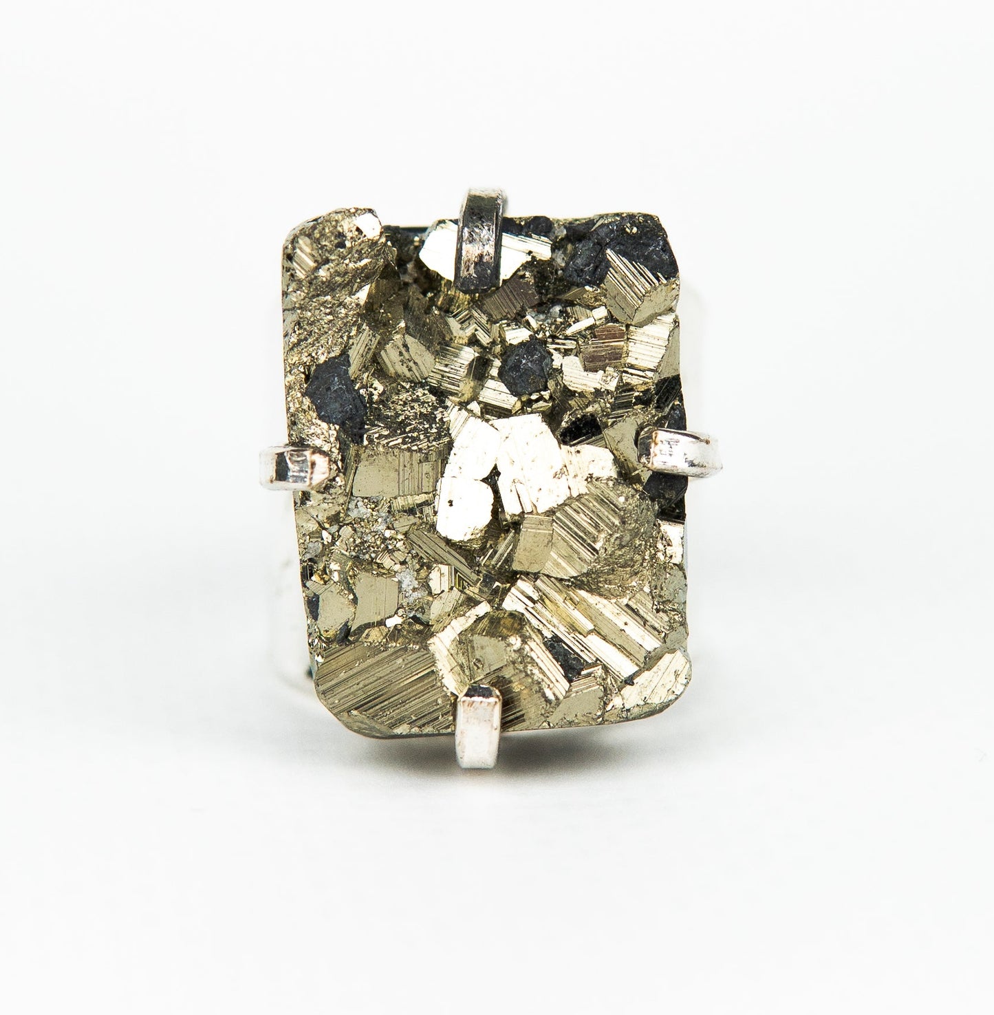 Каблучка з піритом з посрібленням onesize Py-114