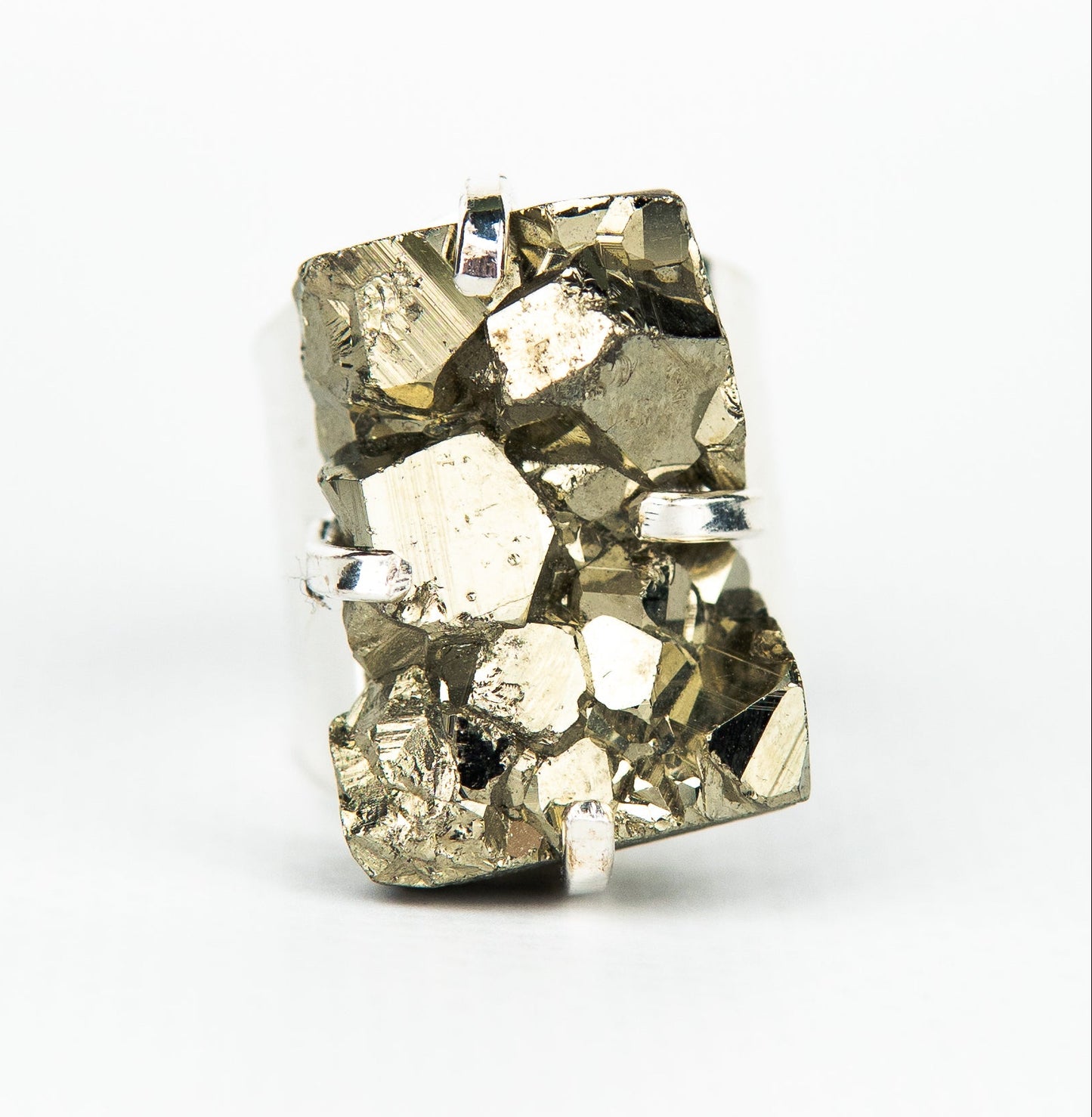 Каблучка з піритом з посрібленням onesize Py-115