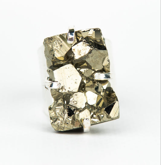 Каблучка з піритом з посрібленням onesize Py-115