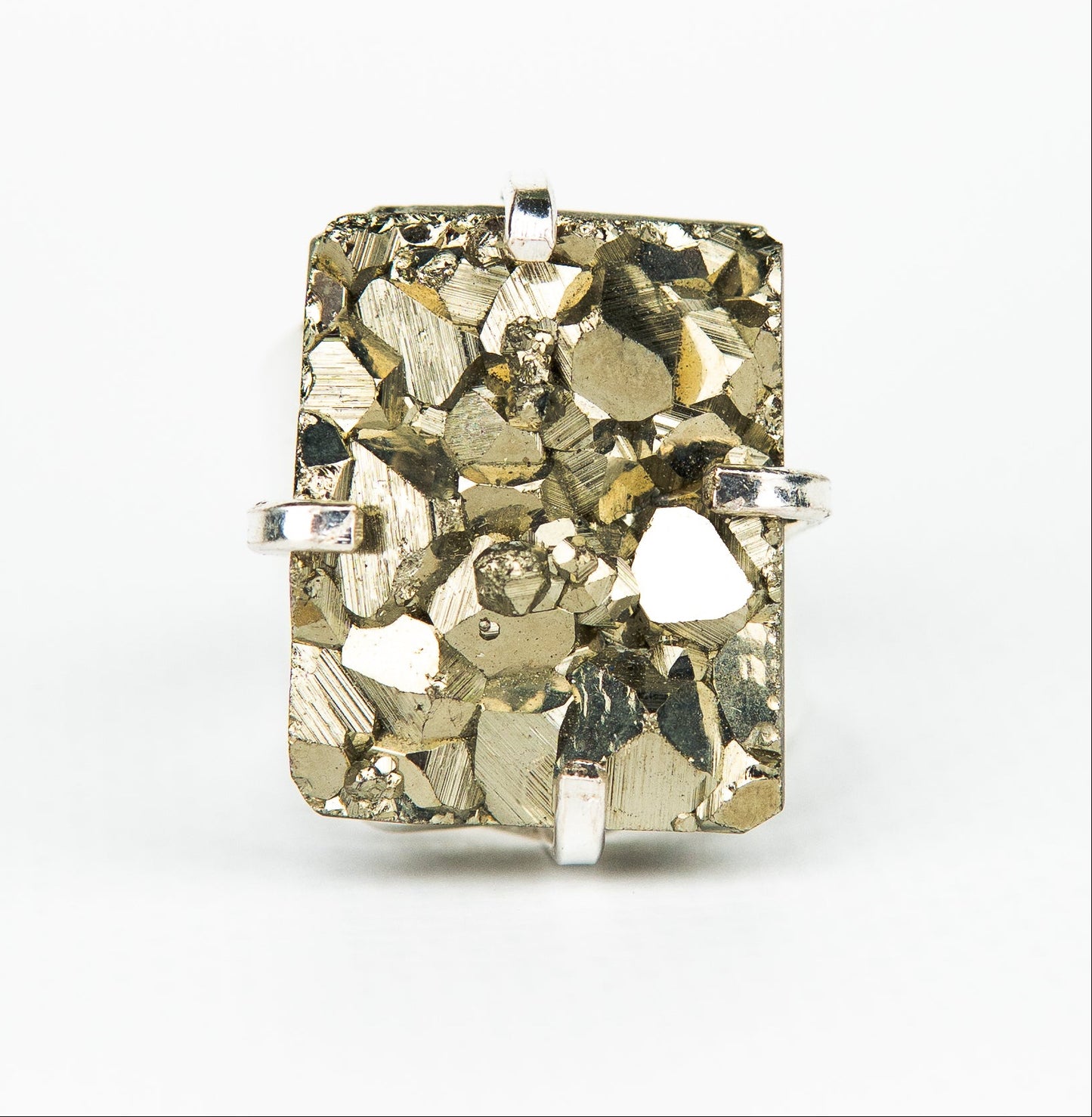 Каблучка з піритом з посрібленням onesize Py-117