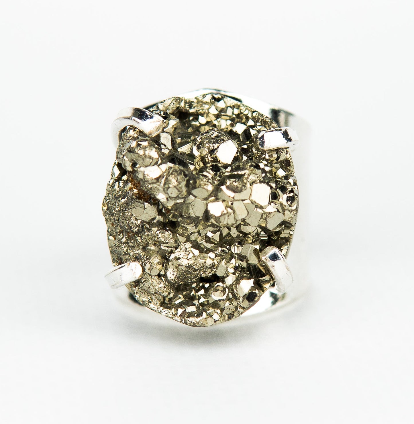 Каблучка з піритом з посрібленням onesize Py-119