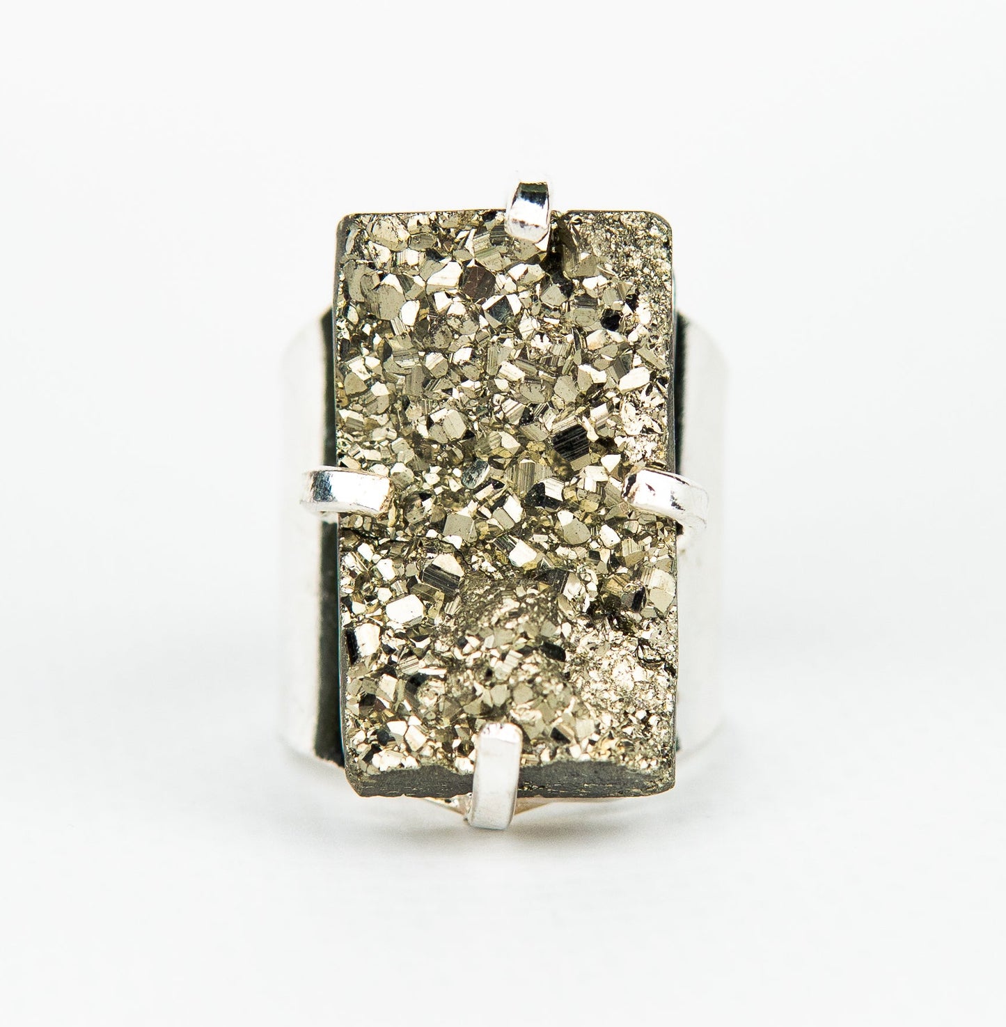 Каблучка з піритом з посрібленням onesize Py-120