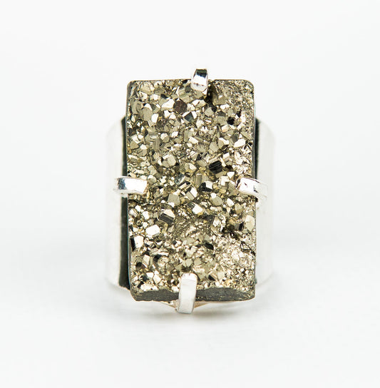 Каблучка з піритом з посрібленням onesize Py-120