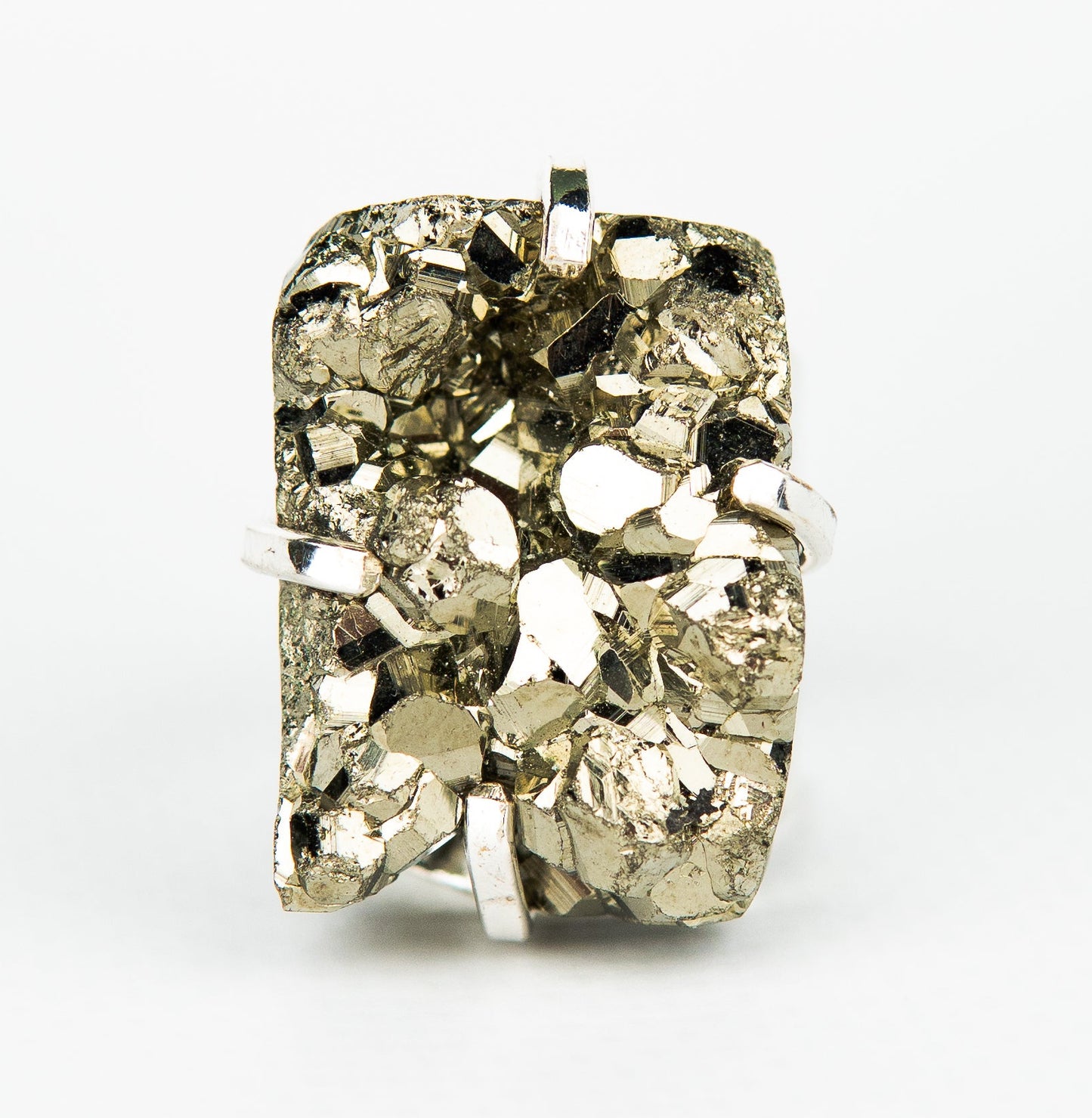 Каблучка з піритом з посрібленням onesize Py-121