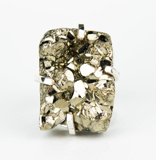 Каблучка з піритом з посрібленням onesize Py-121